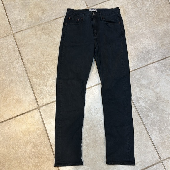 AGOLDE Toni Mid-Rise Slim Straight Jeans 26 Washed Black - Picture 2 of 9